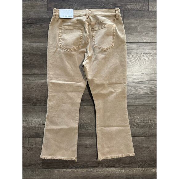 Loft High Waist Flare Crop‎ Frayed Hem Jeans Size 10P NWT - Picture 2 of 4